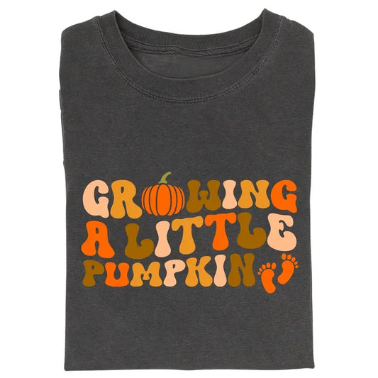 Vintage Growing A Little Pumpkin Graphic Tee, Pregnancy Announcement Gifts, ThanksGiving Shirt, Fall Season, Pumpkin...