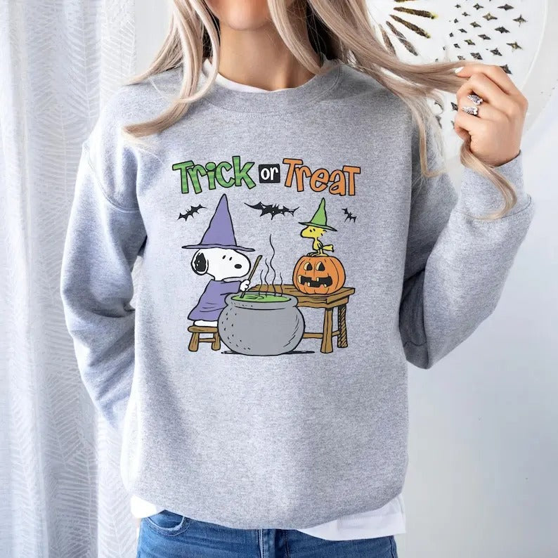 Vintage Halloween Sweatshirt, Cute Trick or Treat Sweater, Vintage Cartoon Fall Sweatshirt, Cartoon Trick or Treat Shirt,...