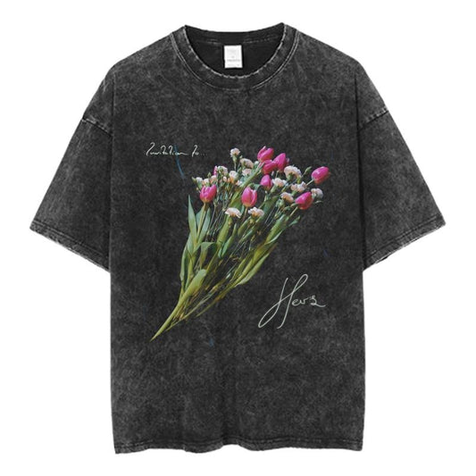 Vintage Hers Floral Bouquet Graphic Tee, Soft Indie Grunge T-Shirt, Aesthetic Flower Shirt, Unisex Retro Casual Top...
