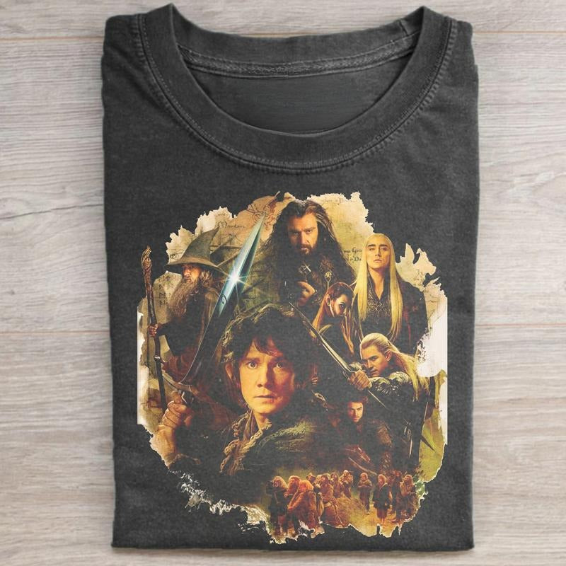 Vintage Hobbit Splash Graphic Tee - Middle Earth - JRR Tolkien - Fantasy Rings - The Hobbit Movies Shirt - LOTR - Bilbo...