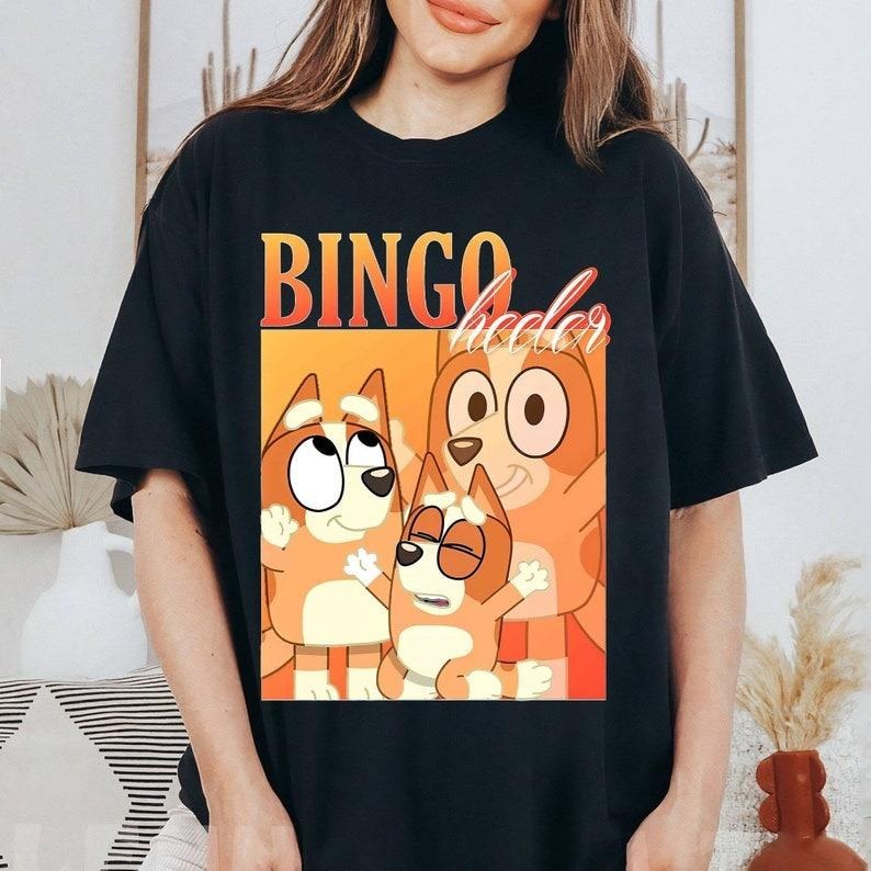Vintage Homage Bingo Shirt | Bluey Family Shirt | Bluey Bingo Shirt | Bandit Heeler Chilli Heeler Shirt Blue Dogs Family...