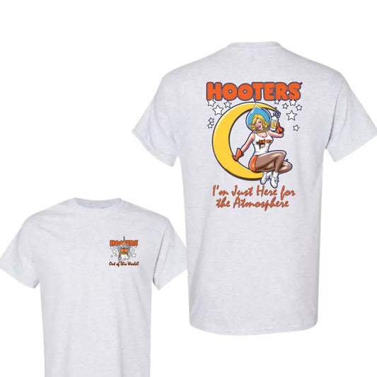 Vintage Hooters Moon Here for the Atmosphere T -Shirt, Unisex T-shirt For Men, For Women, Best choice, Menswear Top, Beer...