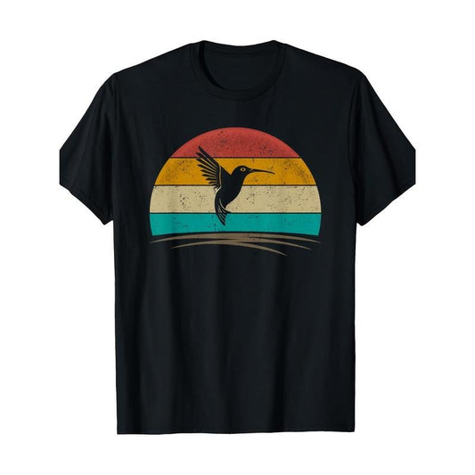 Vintage Hummingbird Graphic T-Shirt, 100% Cotton Casual Crew Neck Tee, Short Sleeve, Regular Fit, Digital Print Design...