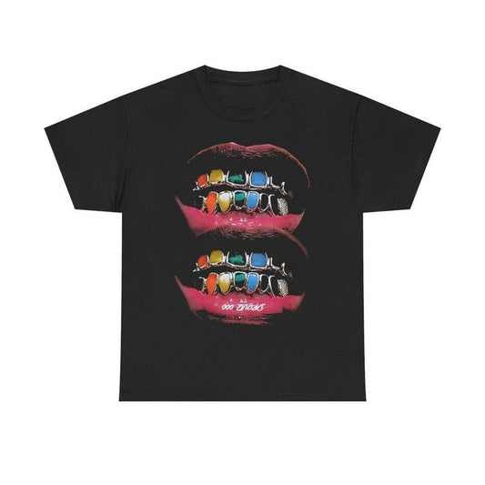 Vintage Iced Out Twin Grill Y2k 90s HipHop Vibes Heavy Cotton Graphic TShirt HipHop Rap Tee Casual Menswear Retro Top...
