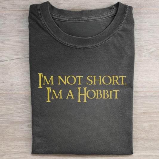 Vintage Im Not Short, Im a Hobbit Graphic Tee - The Lord of The Rings Movie Shirt - LOTR Shirt - Funny Quotes Shirt - The...