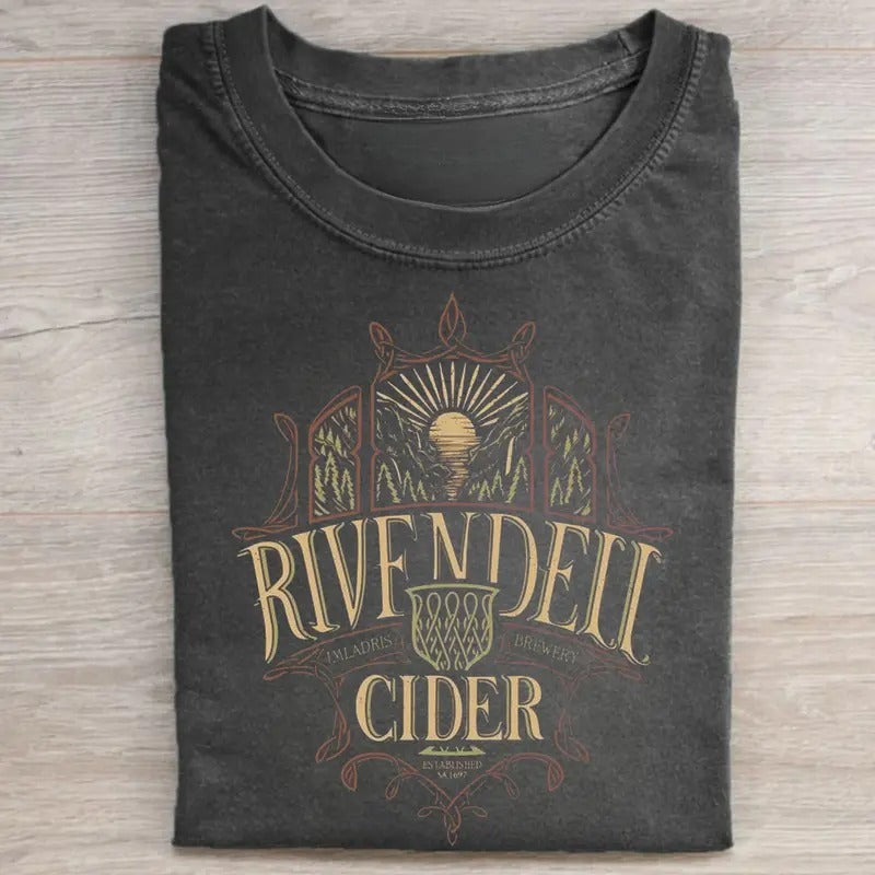 Vintage Imladris Brewery Rivendell Cider Shirt - Funny Beers of Middle Earth Tee Featuring Iconic Movie Scenes