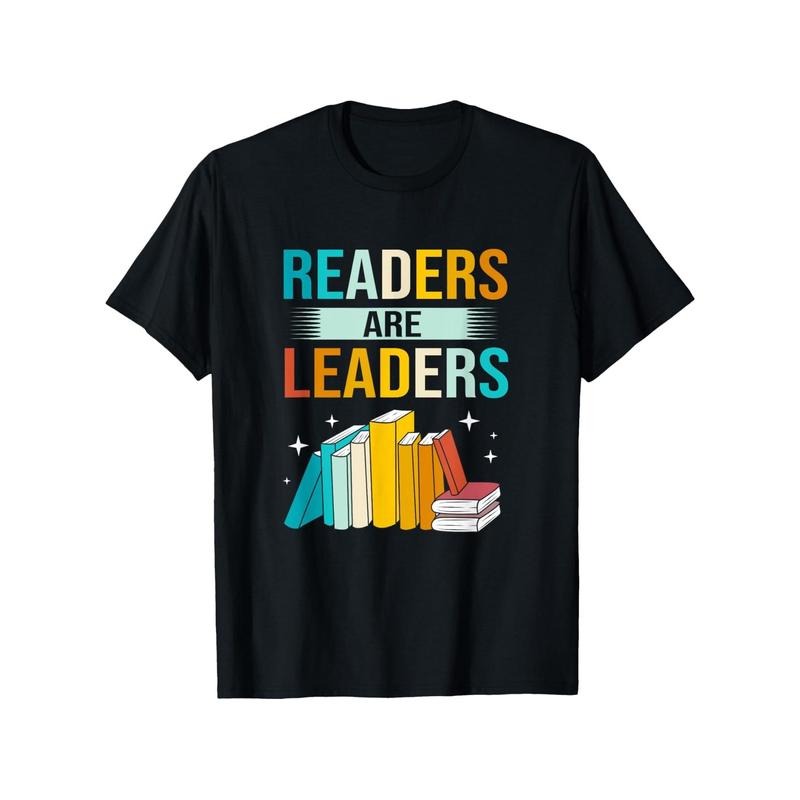 Vintage-Inspired 'Book Readers Are Leaders' Cotton Tee, Perfect for Gifts & Casual Wear, Machine Washable, Black Made in...
