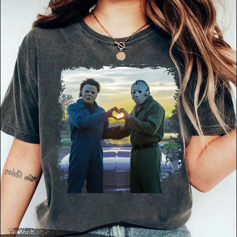 Vintage Jason and Michael Halloween Heart Hand T-Shirt, Halloween Movie T-Shirt Hoodie, Sweatshirt | WearSparks.com