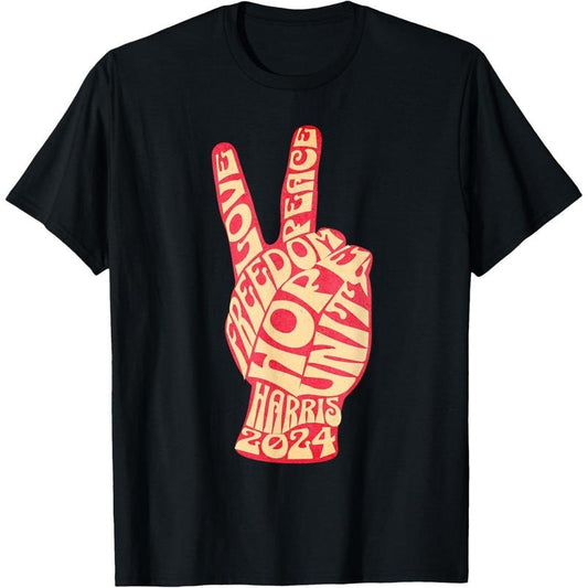 Vintage Kamala Harris 2024 For President Campaign Peace Sign T-Shirt made in usa Hoodie, Sweatshirt | WearSparks.com