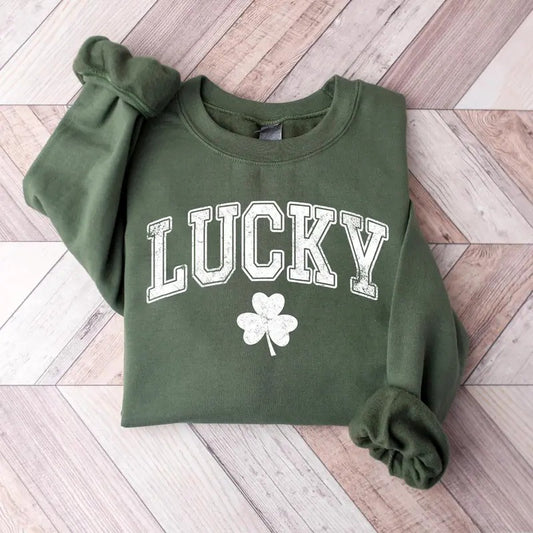 Vintage Lucky Sweatshirt, St. Patrick's Day Sweatshirt, Shamrock Sweatshirt T-Shirts, Hoodie | WearSparks.com