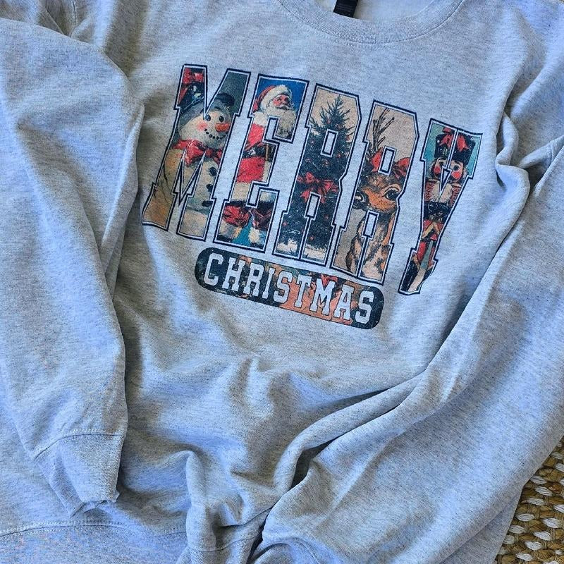 Vintage Merry Christmas Cozy winter Sweatshirt or Tee Hoodie | WearSparks.com
