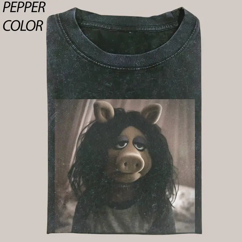 Vintage Miss Piggy Lazzy Girl Graphic Unisex Shirt, Cartoon Characters T-shirt, Funny Meme Graphic Tee, Valentine's Gift,...
