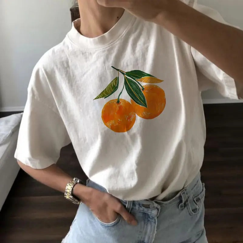 Vintage Orange Shirt Art Graphic Tee Fruit Shirt, Pastel Drawing Oranges Sweatshirt, Foodie Gift Vintage Graphic Shirt,...