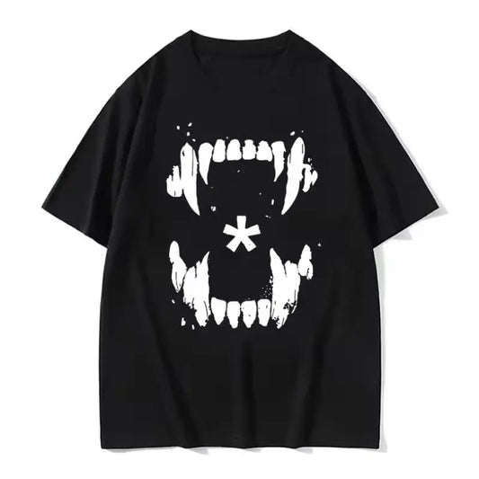 Vintage Playboi Carti Graphic T-Shirt, Minimalist Vampire Teeth, Y2K Rapper Tee, HipHop Streetwear Cotton, Menswear...