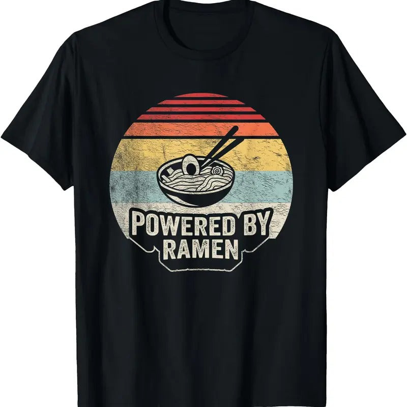 Vintage Powered By Ramen Japanese Love Anime Noodles Foodie T-Shirt Hoodie, Sweatshirt | WearSparks.com