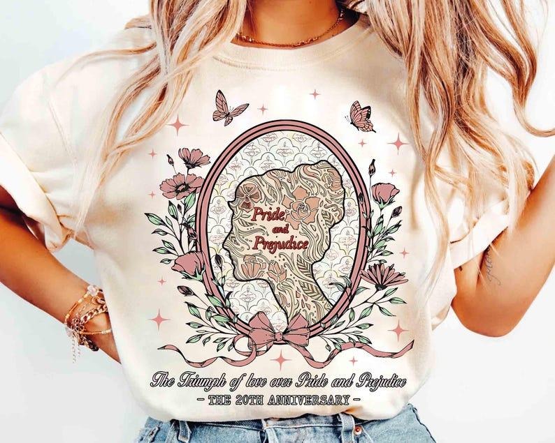 Vintage Pride and Prejudice Floral Shirt, Elizabeth Bennet Inspired Shirt, Obstinate Headstrong Girl Tee, Mr Darcy Book...