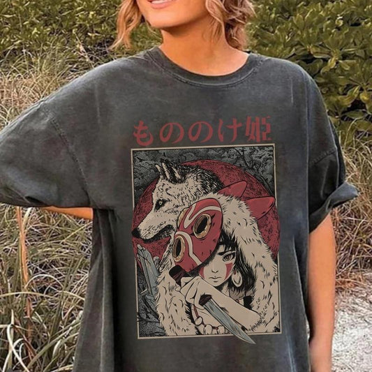 Vintage Princess Mononoke Washed Acid Sweatshirt, Mononoke T shirt, Studio Ghibli Anime Sweatshirt, Spirited Away...