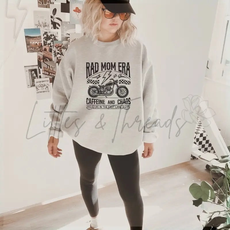 Vintage Rad Moms Era Crewnecks- long sleeve pullover sweatshirt Cotton Womenswear T-Shirts, Hoodie | WearSparks.com
