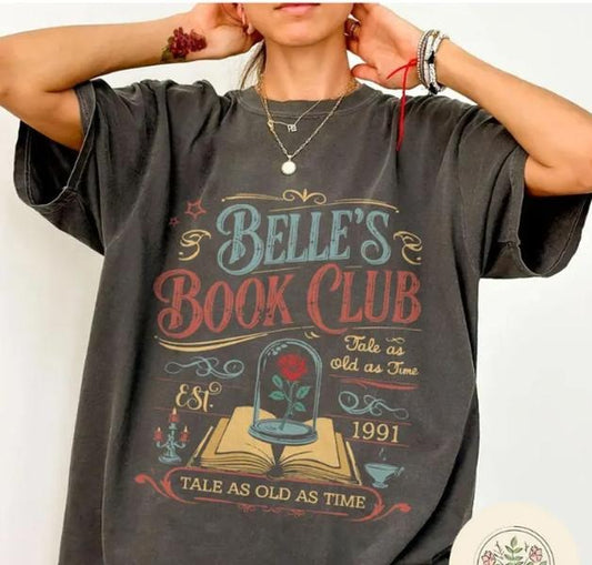 Vintage Retro Belle's Book Club shirt, Tale as old as time Beauty and the Beast shirt, Belle Princess Tee, Book lover...