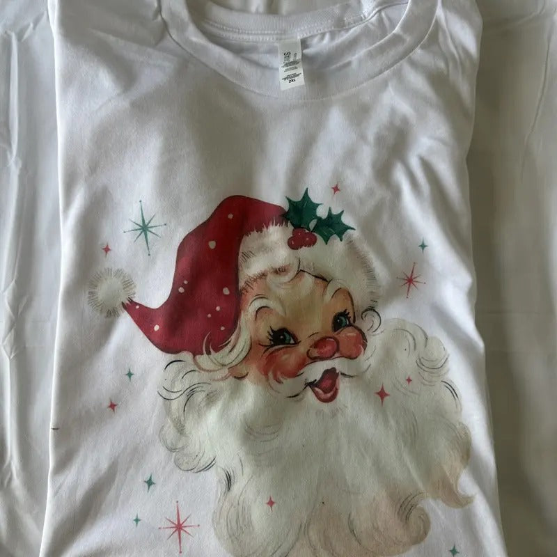 Vintage Retro Santa Christmas T Shirt White T Shirt Christmas Hoodie, Sweatshirt | WearSparks.com