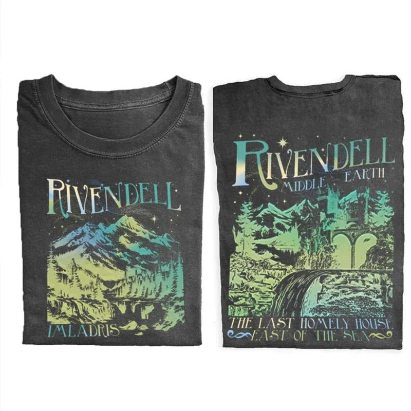Vintage Rivendell Double Sided Graphic Tee - The last Homely House East of The Sea - The Fellowship of The Ring - LOTR -...