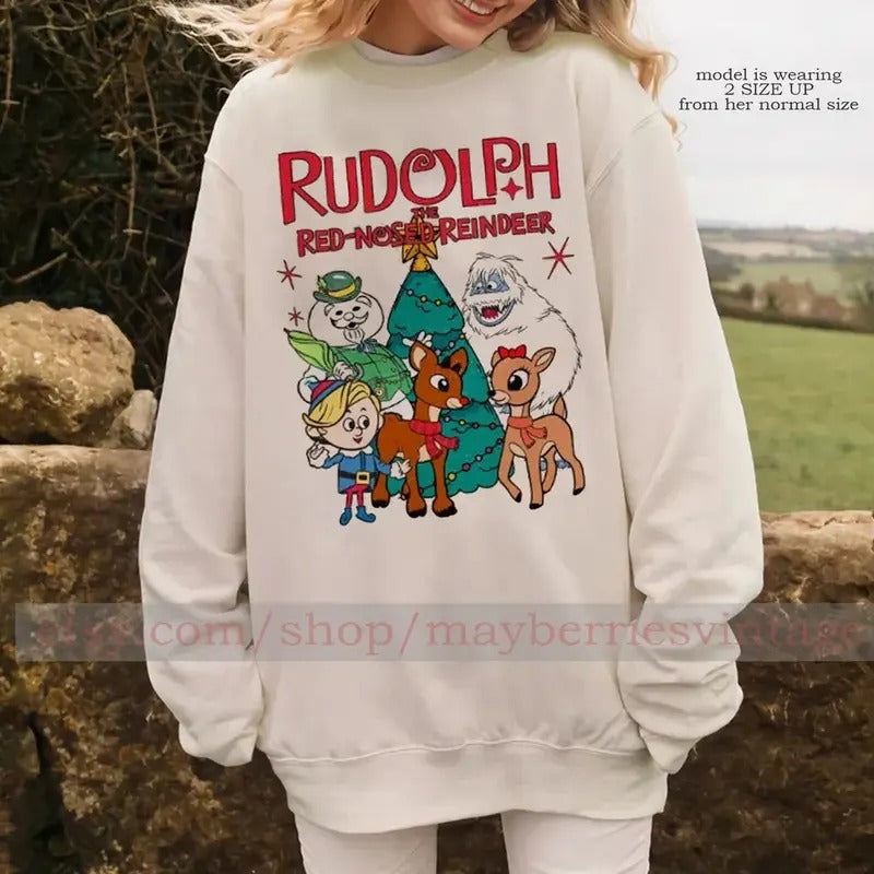 Vintage Rudolph The Red Nosed Reindeer Sweatshirt, Rudolph Crewneck Rudolph Pullover, Christmas Movie Shirt, Holiday...