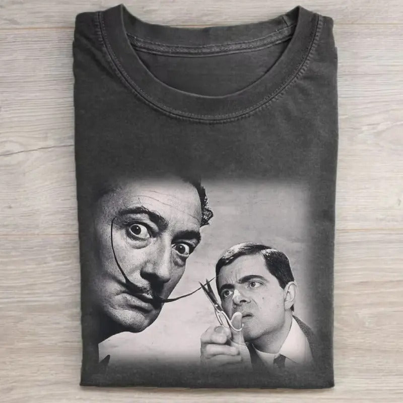 Vintage Salvador Dalí and Mr. Bean Graphic Tee - Funny Movie Graphic Tee - Movie Lover Gifts