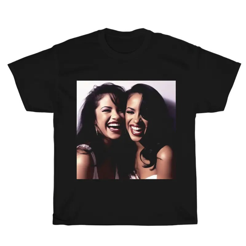 Vintage Selena and Aaliyah Graphic Unisex Shirt, Bootleg Rap Design Shirt, Retro  Hip-Hop Merchandise, Rap Gift for Him...