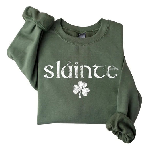 Vintage Slainte Sweatshirt, St. Patrick's Day Sweatshirt, Cute Shamrock Sweatshirt, Irish Day Gift T-Shirts, Hoodie