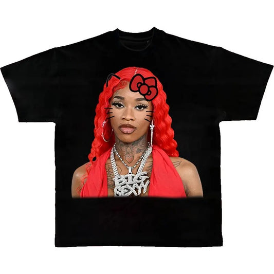 Vintage Style Sexyy Kitty Rap Tee Bold Face Hip Hop Graphic T-shirt Hoodie, Sweatshirt | WearSparks.com