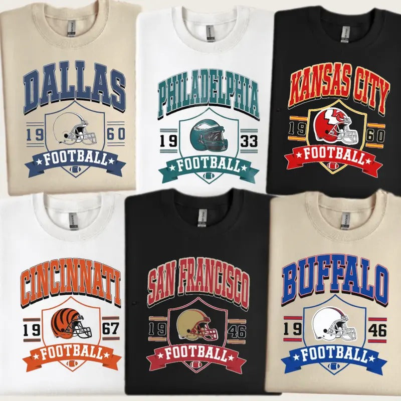 Vintage Sweatshirt All Teams Football, Vintage Football Sweatshirt, Dallas Football, Kansas City Football, Philadelphia...