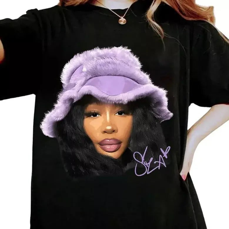 Vintage Sza Purple Tee Black Unisex T-Shirt, unisex cotton Tshirt Streetwear Hoodie, Sweatshirt | WearSparks.com
