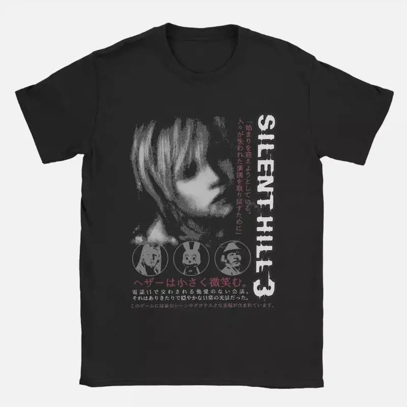 Vintage T-Shirt Silent Hill 3 Leisure Pure Cotton Tee Shirt Short Sleeve T Shirt Halloween - graphic tshirt