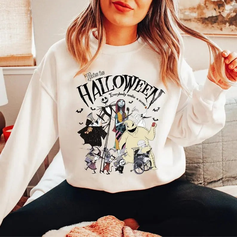 Vintage The Nightmare Before Christmas Sweatshirt, Jack Skellington Sweater, Sally Oogie Boogie Tee, land Halloween Party...
