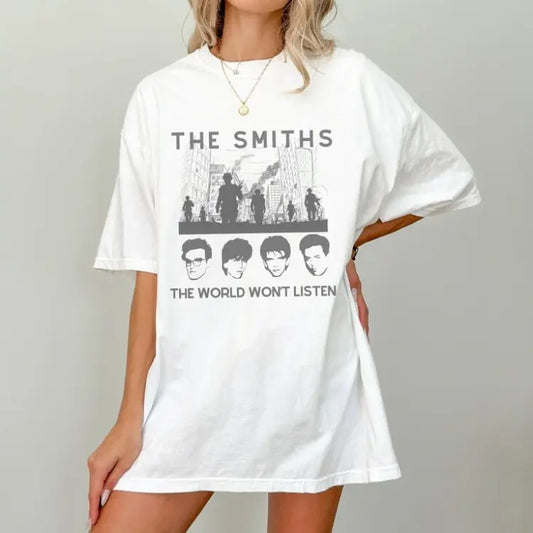 Vintage The Smiths Shirt, The World Won't Listen Graphic Tee, Rock Music Band Merch, Classic The Smiths Fan Gifts, Unisex...