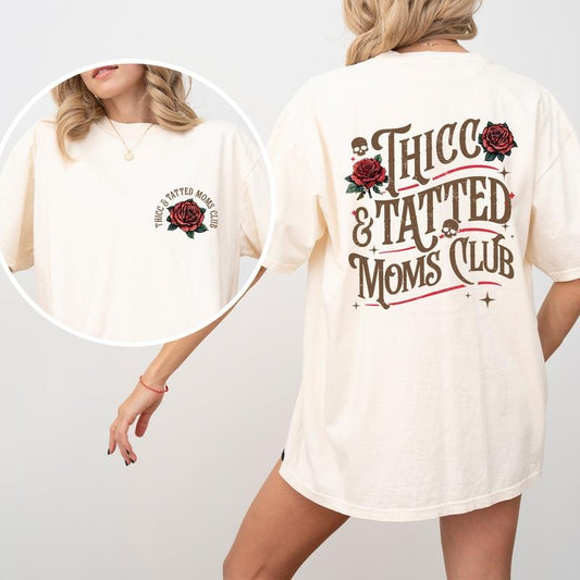 Vintage Thicc Tatted Moms Club Shirt Comfort Colors, Gothic Tattoo Tees for Mom, Retro Tattoos Are Trashy Sweatshirt,...