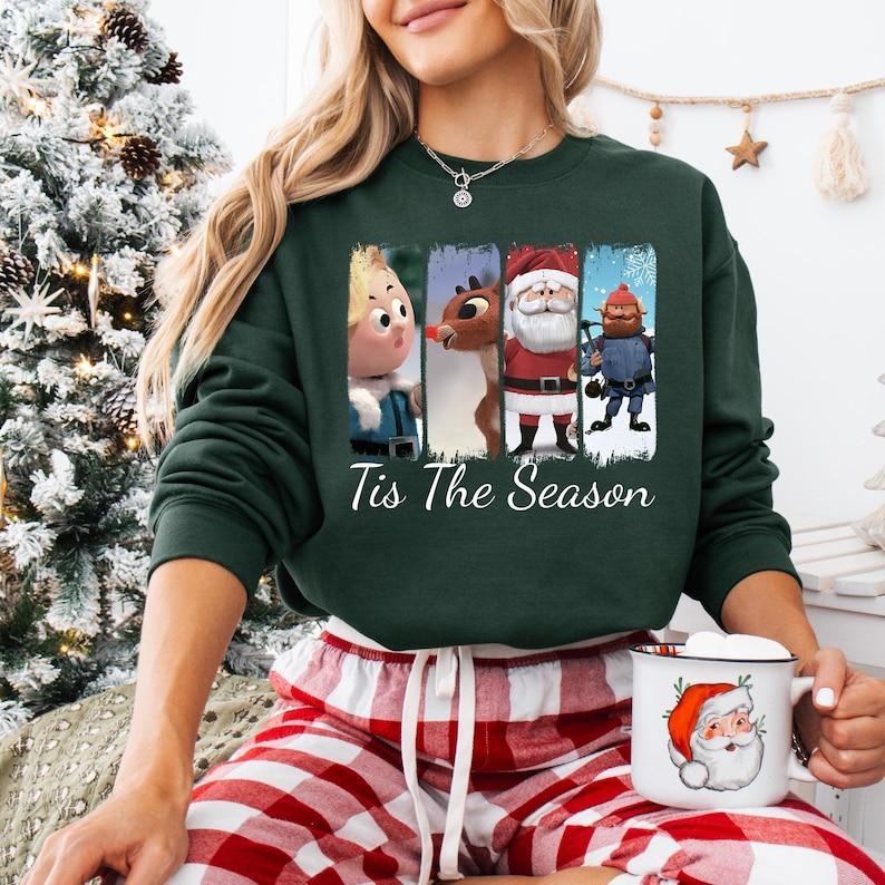 Vintage Tis The Season Shirt, Rudolphs The Red Nosed Reindeer Sweatshirt, Cute Reindeer Christmas T-shirt, Misfits Toys...