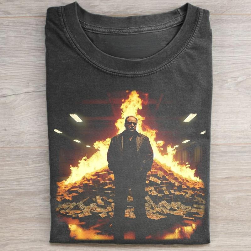 Vintage Toni Soprano Burning The Money Graphic Tee - The Sopranos Movie Shirt - Mafia Movie Tshirt