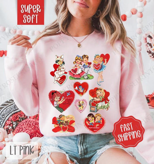 Vintage Valentines Sweatshirt, Valentine's Day Crewneck, Retro Valentine Women's Sweater valentine sweatshirt T-Shirts,...