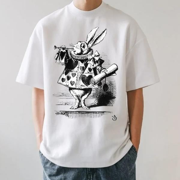 Vintage White Rabbit Shirt, Through The Looking Glass, Literature Shirt, Booktok Shirt, Light Academia Shirt Hoodie,...