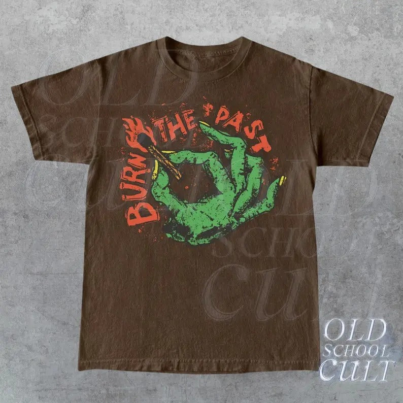 Vintage Y2k Burn Graphic Shirt, Retro 90s Past Oversize Shirt, Trendy Oversize Tee, 2000s Cute Shirt Gift, Flame Shirt,...