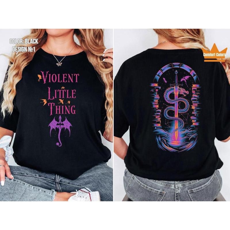 Violent Little Thing 2-Sided Shirt, Fourth Wing Dragon Rider Tee, Bookish Tee, Violence Sorrenagail Tee, Riders Quadrant...