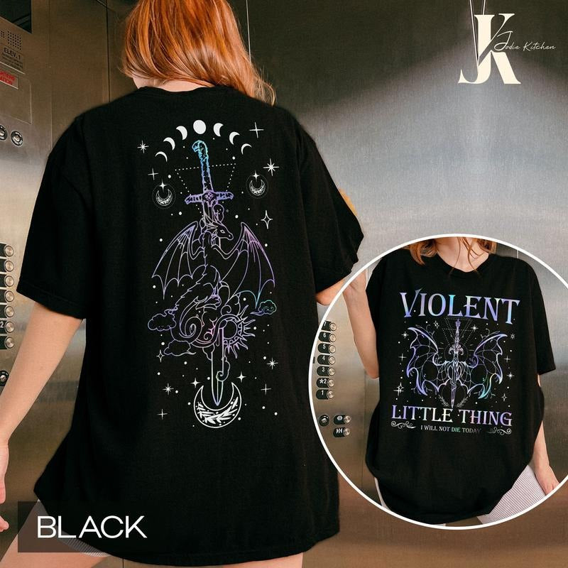 Violent Little Thing Comfort Colors Shirt, Fourth Wing Fan Sweatshirt, Dragon Rider Sweatshirt, Book Lover Gift, Bookworm...