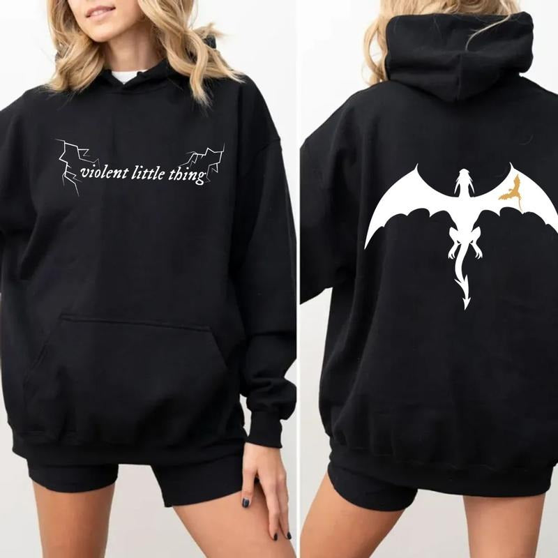 Violent Little Thing Sweatshirt With Dragon Sleeve Print Crewneck Bookish Sweater Fourth Wing Iron Flame Fan Gift...