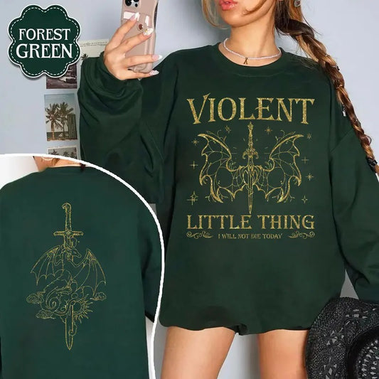 Violent Little Thing Sweatshirt, Dragon Rider Shirt, Fourth Wing Hoodie, Bookworm Sweatshirt, Fantasy Books Shirt, Riders...