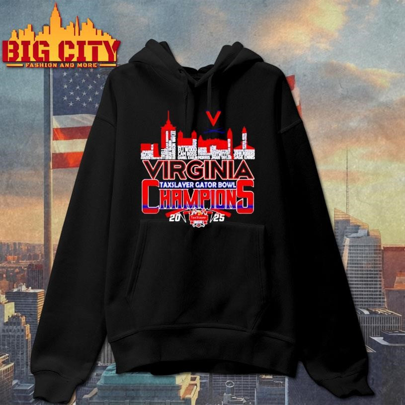 Virginia Cavaliers 2025 Taxslayer Gator Bowl Champions Players Names Skyline Shirt