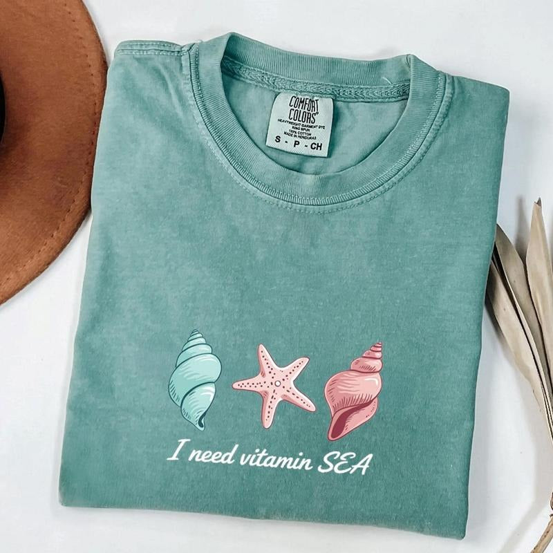 Vitamin SEA Comfort Colors Shirt, Coastal Shells Aesthetic Tee, Starfish Beach Girl Shirt, Summer Ocean Breeze Top Tee,...
