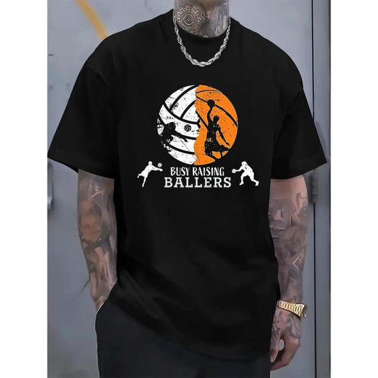 Volleyball  Print T-Shirt, Casual Crew Neck Short Sleeve Comfort Tee Top For Spring & Summer, Men's Clothing made in usa...