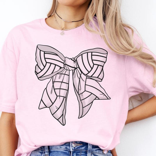 Volleyball Bow Tee Volleyball Bow Tshirt Coquette Volleyball T-Shirt Volleyball Sports Tee Girly Volleyball Tshirt...