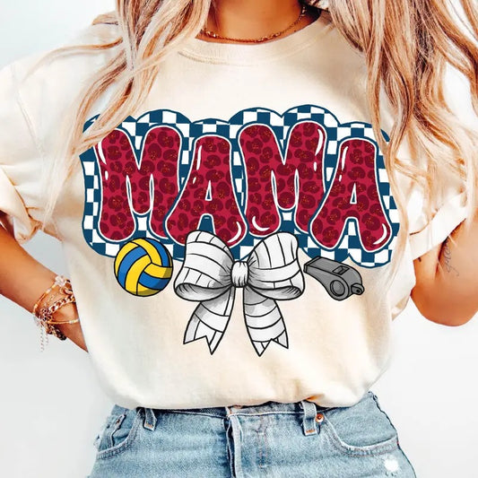 Volleyball Mama T-Shirt, Volleyball Coquette T-Shirt, Game Day Volleyball Bow Shirt, Checker Volleyball Shirt, Sport Mama...